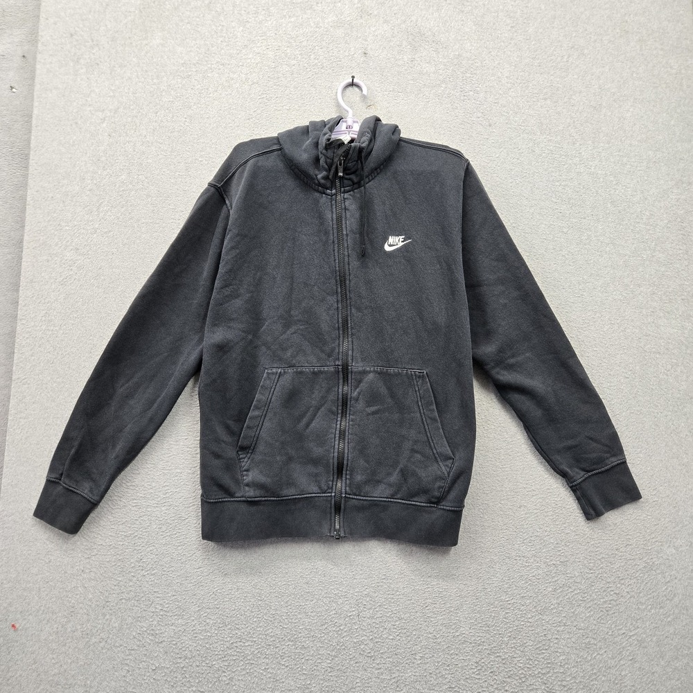 Nike Men Hoodie L Charcoal Gray Embroidered Fleece Nike Swoosh Activewear Hooded
